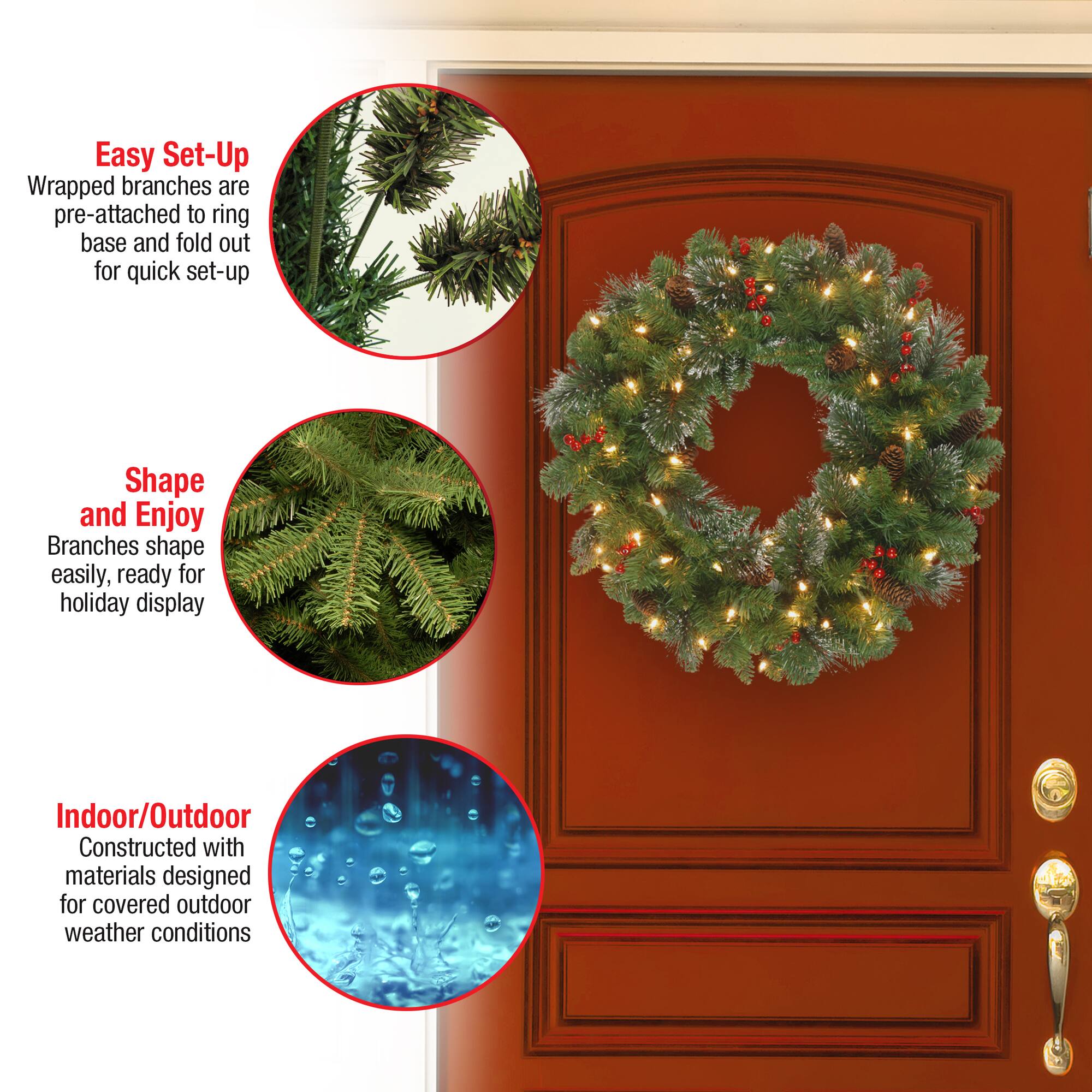 Crestwood® 30" LED Spruce Wreath